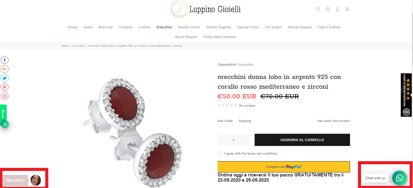 Live Chat esempio ecommerce